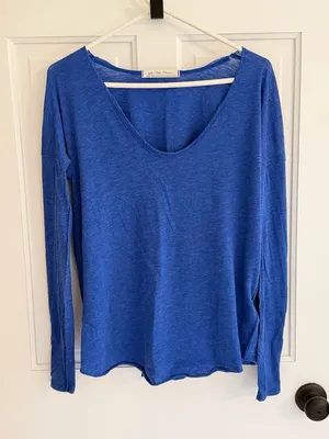We The Free Blue Long‎ Sleeve Scoop Neck Snap Sleeve Tee XS thumbnail 1