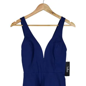 NWT Lulus Skater Mini Dress Navy Blue Cocktail V-Neck Date Night Size S thumbnail 2
