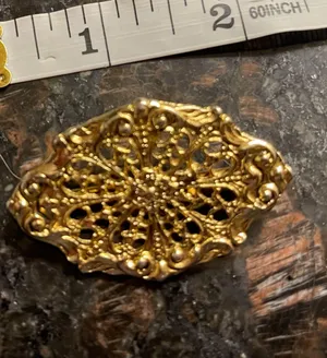 Vintage Filigree Faux Gold Brooch thumbnail 1