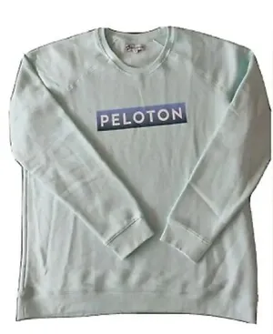 Peloton Womens Large Crew Neck Cycling Spell Out Logo Light‎ Blue Sweatshirt thumbnail 1