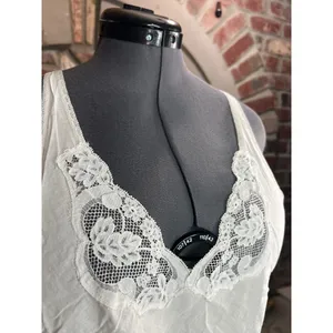 camisole slip white cotton sheer lace at bust thumbnail 3