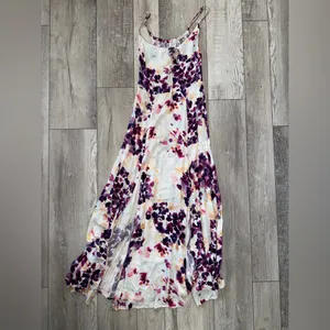 Revolve NWT- SOMEDAYS Lovin Lonely Ivory Floral Print Side Slit MaxiDress size xs thumbnail 5