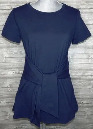 Agnes & Dora Short Sleeve Side Seam Sash Knit Top Navy Blue ~ Size L 12-14 thumbnail 1