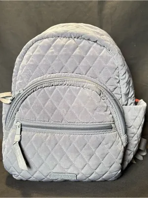 Vera Bradley Essential Compact Quilted Light Gray Mini Backpack thumbnail 1