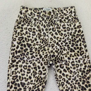 FRAME Ali High Rise Cigarette Jeans Leopard Print Beige‎ Women's 25 Skinny Mob thumbnail 3