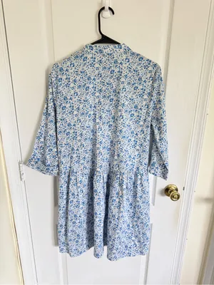 Tuckernuck Royal Shirt Dress in Blue Floral thumbnail 7