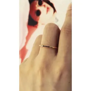 NEW Women's Dainty Gold Filled Black & Synthetic Diamond‎ Ring Size 7 thumbnail 11