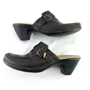 Björndal Brown Leather Kendall 136181 Slip On Clog Mule Wedge Shoe 9.5 Durable thumbnail 5