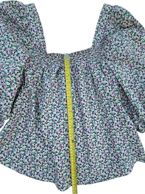 H&M Lavender‎ Multi Smocked Square-Neck Floral Top thumbnail 4