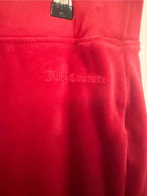 Juicy Couture Deep Red Velour sweatpants with side signature logo thumbnail 2