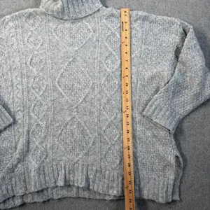 Aerie Women's Small Gray Cable Knit Turtleneck Sweater Oversized Pullover Wool thumbnail 5