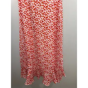 Lulus‎ Red Floral Daisy Ruffle Midi Dress Women Small Cottagecore Boho Romantic thumbnail 4