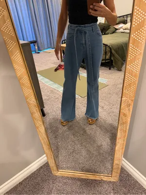 Jealous Tomato Medium Blue High-Rise Wide-Leg Tie-Waist Jeans thumbnail 2
