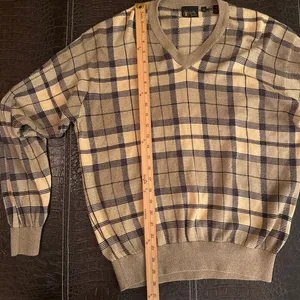 Bobby Jones V Neck Plaid Sweater Vintage Size M 100% Cotton thumbnail 4