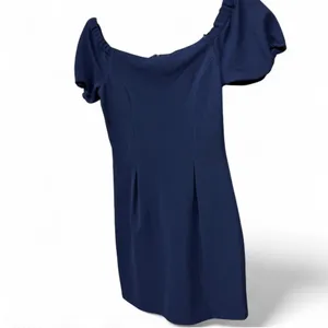 LEYDEN Navy Blue Ribbed Puff Sleeve Mini Dress Size XS thumbnail 3