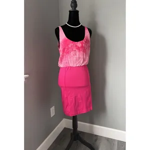 Alice + Olivia Silk Bodice Bodycon Dress Hot Pink Fuchsia Open Back XS thumbnail 2