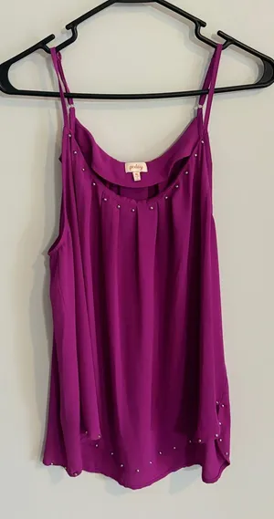 Pixley Purple Cami‎ Top Sleeveless Studded Detail Casual Blouse XL thumbnail 1
