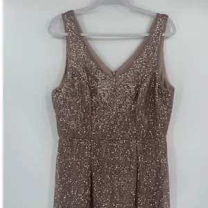 Alex & Eve Sequin Cocktail Dress Sz 12 Prom Old Hollywood Gala Champagne Rose thumbnail 3