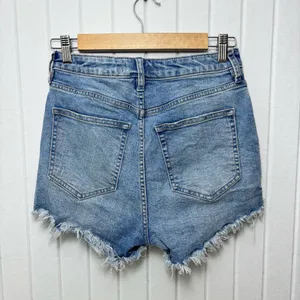 Free People We The Free Light Blue Distressed Jean Shorts‎ Size 27 thumbnail 2