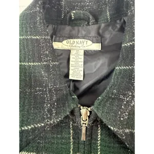 Old Navy Vintage Y2K Old Navy Zip Up Plaid Jacket Blazer‎ Women’s Medium Green thumbnail 3