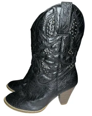 Corkys sage brushed black leather cowgirl boots. thumbnail 5