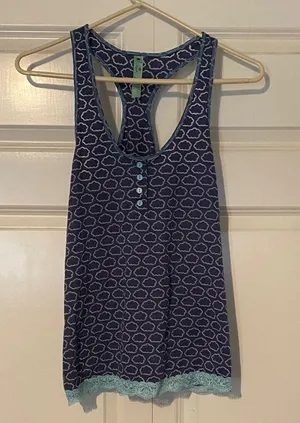 Women's Blue Cloud Pattern Tank Top and matching Micro shorts thumbnail 1