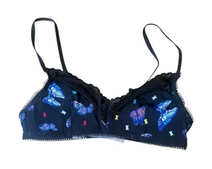 Savage Fenty Butterfly Black Logo Cotton Essentials Lace-Trim Bralette Small thumbnail 1