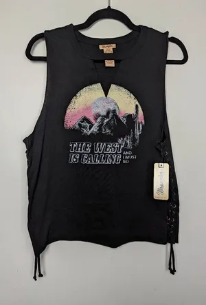 Wrangler the west is calling side lace-up tank Medium thumbnail 1