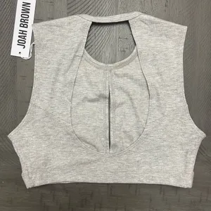 Joah Brown NEW! Ribbed Pearl Grey Keyhole Cropped Tank! thumbnail 2
