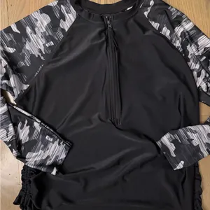 Free Country Women's Black & Gray Camo UPF 50 Long Sleeve 1/2 Zip Sun Shirt XL thumbnail 2