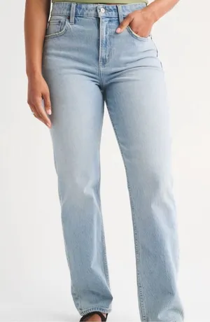 Abercrombie & Fitch Curve Love The 90s Straight Ultra High Rise 10Long thumbnail 1