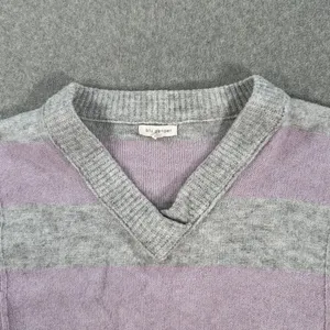 Blu Pepper V-Neck Stripe Pullover Sweater Women's Medium Gray/Purple Knit Boxy thumbnail 5