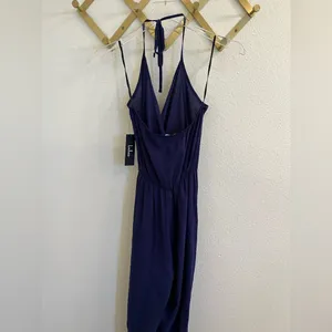 NWT Lulus Learning to Fly Navy Halter Jumpsuit Small Flawed thumbnail 11