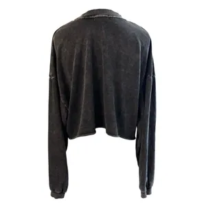 Garage Cropped New York City Sweatshirt Black Washed Graphic Pullover Size L thumbnail 3
