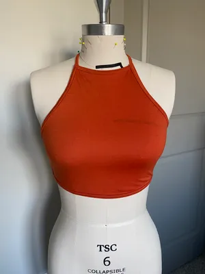 Lace Up Backless Crop Top Orange thumbnail 1