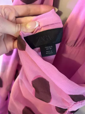 Zara Pink and Brown Polka Dot Maxi Dress Small thumbnail 6