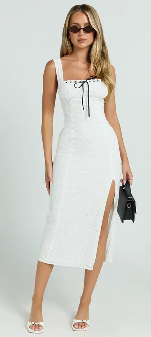 New Showpo Archie Midi Dress Ruched Bust Fitted Dress Size Small MSRP $99 thumbnail 1