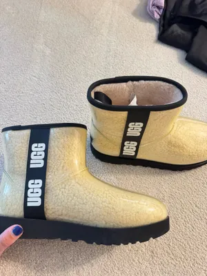 UGG Classic Clear Mini Boots Waterproof Wool-Blend Cream/White thumbnail 3