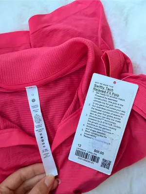 lululemon athletica Bright Pink Crop Polo Top thumbnail 3