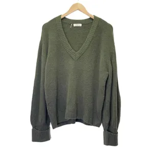 Elan Olive Green Wool Fox Blend Sweater Medium V Neck Balloon Sleeve Oversized thumbnail 8