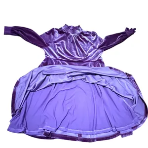 Baltic Born Plum Velvet Smocked High Neck Mini Dress Long Sleeve Womens XL thumbnail 5