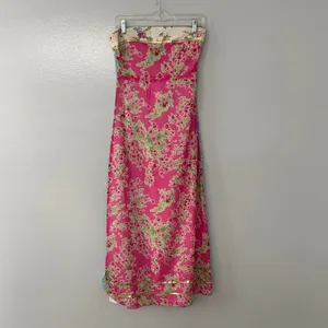 Vintage 90's Cynthia Rowley Garden Print Floral Column Maxi Dress Size 6 thumbnail 2