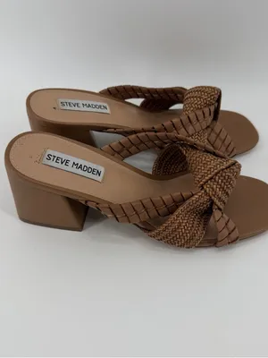 Steve Madden Braided Tan Slide Heels size 8M thumbnail 2