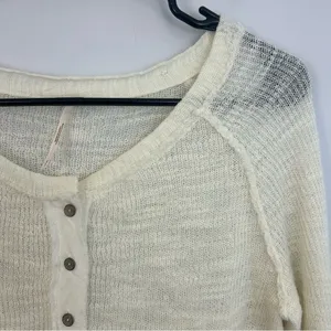 Free People Mountain Song Cream/Ivory Pullover Lightweight Mesh Sweater Small thumbnail 4