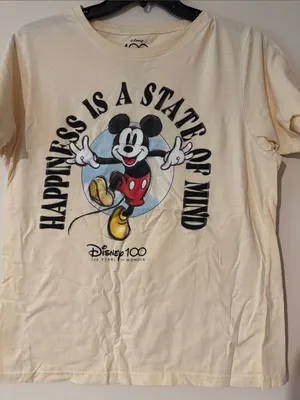 Mickey Mouse t shirt Disney 100 years (Happiness is a state of mind) Sz Large thumbnail 1