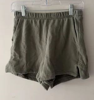 Aerie Olive Green Cozy Fleece Shorts thumbnail 1