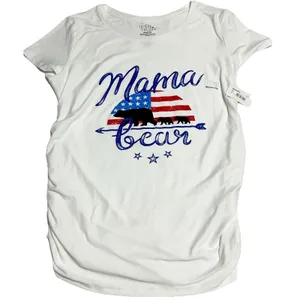 NWT Time and Tru Mama Bear Patriotic Maternity T-Shirt White Medium 4th of July thumbnail 1