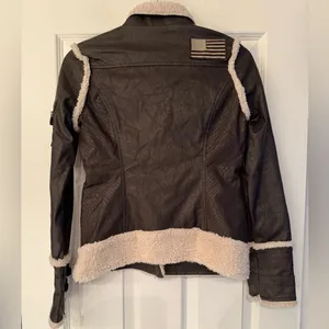 Affliction Black Premium Flight Jacket Women’s Brown Size XS thumbnail 4