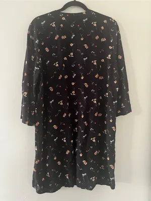a.n.a Black Floral Pintuck Tunic Mini Dress XL Cottagecore Office Casual Career thumbnail 7
