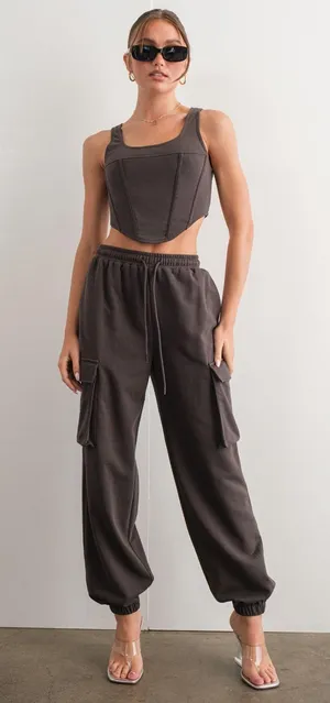 Isabelle’s Cabinet Pretty Garbage Cropped Corset & Jogger Set thumbnail 1